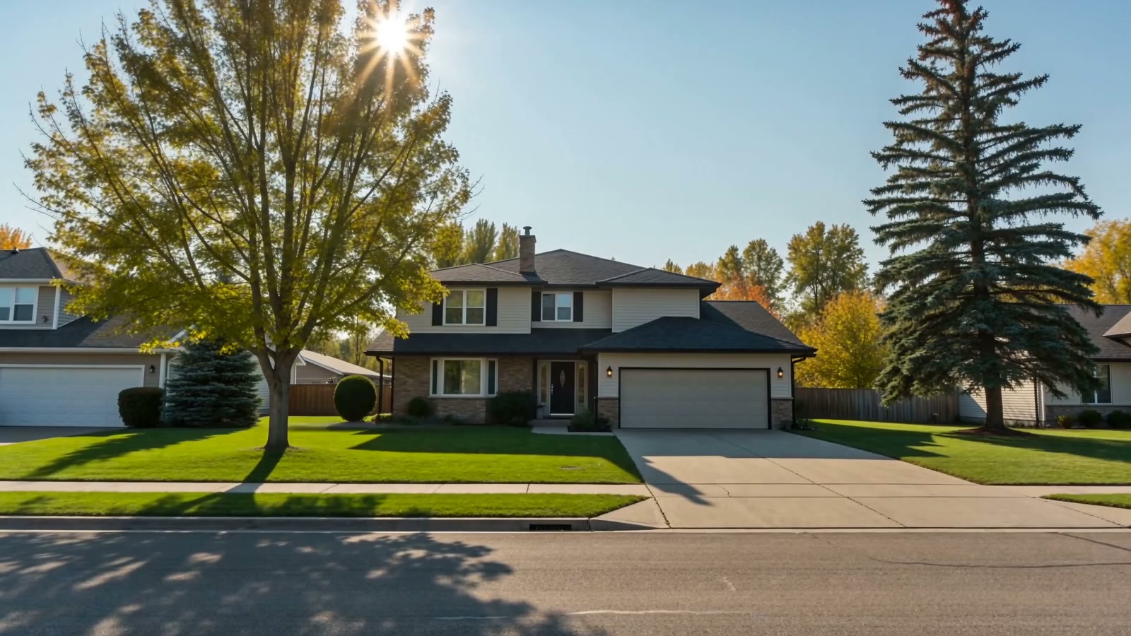 Suburban Alberta home cared for through every season by Mackay's Landscaping